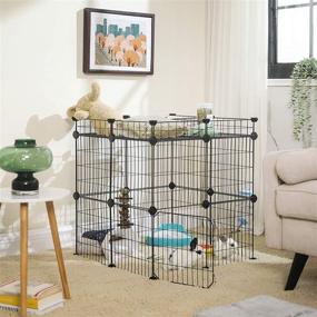 img 3 attached to 🐾 SONGMICS Pet Playpen ULPI03H: Customizable Animal Fence with Storage and Door for Small Animals - Ideal for Bunnies, Rabbits, Guinea Pigs, and Puppies - Indoor Use