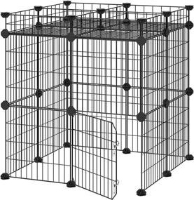 img 4 attached to 🐾 SONGMICS Pet Playpen ULPI03H: Customizable Animal Fence with Storage and Door for Small Animals - Ideal for Bunnies, Rabbits, Guinea Pigs, and Puppies - Indoor Use