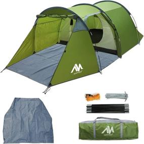 img 4 attached to 🏕️ AYAMAYA Pop Up Tent: 3-4 Person Automatic Setup, Double Layer Waterproof Design, 2 Doors - Perfect Christmas Outdoor Gift!