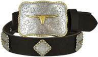 🤠 stylish longhorn western leather belts for men with matching conchos - perfect men's accessories! logo