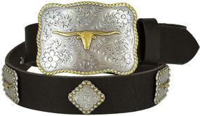 img 4 attached to 🤠 Stylish Longhorn Western Leather Belts for Men with Matching Conchos - Perfect Men's Accessories!