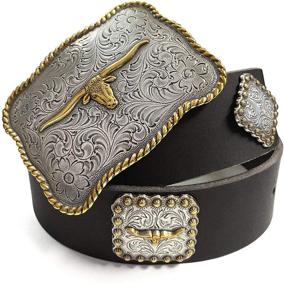 img 3 attached to 🤠 Stylish Longhorn Western Leather Belts for Men with Matching Conchos - Perfect Men's Accessories!