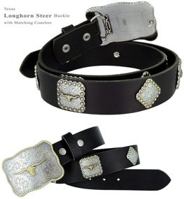 img 2 attached to 🤠 Stylish Longhorn Western Leather Belts for Men with Matching Conchos - Perfect Men's Accessories!