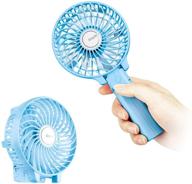 easyacc mini handheld fan - small folding personal cooling fan usb desk fan with rechargeable battery for travel, office, room, household - blue logo