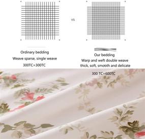 img 3 attached to 🌸 FADFAY Farmhouse Bedding Set Queen Size - Vintage Floral Duvet Cover with White Lace and Chic Ruffle Bed Cover - 100% Cotton, Shabby Rose Print - 3 Piece Set (No Comforter), Queen