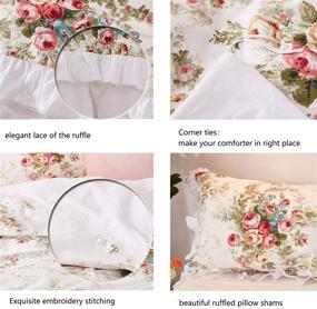 img 1 attached to 🌸 FADFAY Farmhouse Bedding Set Queen Size - Vintage Floral Duvet Cover with White Lace and Chic Ruffle Bed Cover - 100% Cotton, Shabby Rose Print - 3 Piece Set (No Comforter), Queen