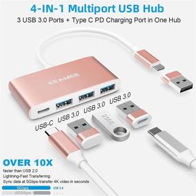 img 2 attached to USB C Hub 4 Ports with USB 3.0, USB C to USB Adapter - Small Hub for Laptop, Compatible with MacBook Pro, New Mac Air, Surface Pro 7, Chromebook, iPad Pro, iMac, Laptops