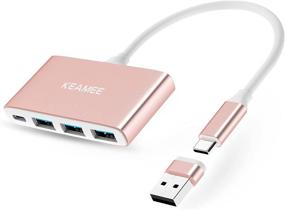 img 4 attached to USB C Hub 4 Ports with USB 3.0, USB C to USB Adapter - Small Hub for Laptop, Compatible with MacBook Pro, New Mac Air, Surface Pro 7, Chromebook, iPad Pro, iMac, Laptops