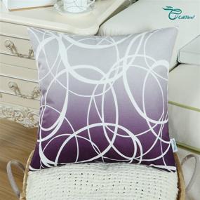 img 2 attached to 🔮 CaliTime Pack of 2 Soft Canvas Throw Pillow Covers: Modern Gradient Ombre Circles Rings, Gray to Deep Purple - 18 X 18 Inches - Home Sofa Decor