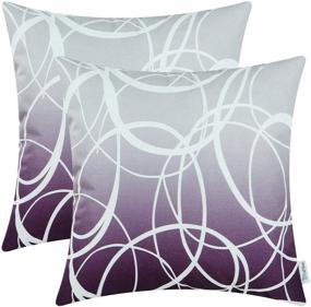 img 4 attached to 🔮 CaliTime Pack of 2 Soft Canvas Throw Pillow Covers: Modern Gradient Ombre Circles Rings, Gray to Deep Purple - 18 X 18 Inches - Home Sofa Decor