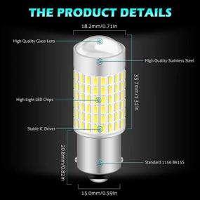 img 2 attached to 2-Pack KATUR 1156 P21W 7506 BA15S LED Bulb | High Power 3014 Chips | Super Bright 3000 Lumens | 6500K Xenon White | Replacement for Back up Reverse Brake Tail Turn Signal Lights