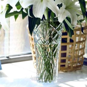 img 3 attached to JASVIC Vase 12”: Stunning Crystal Glass Flower Vase for Elegant Living Room and Dining Table Décor