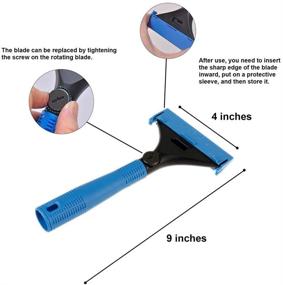 img 3 attached to 🔪 4-Inch Heavy Duty Stainless Steel Blade Floor Scraper Tool with 9-Inch Blue Plastic Handle for Wall Cleaning - Includes 10 Replacement Blades and Mini Scraper, Gray
