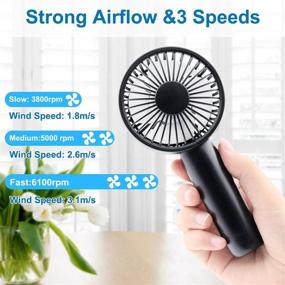 img 3 attached to 🌬️ Aluan Super Mini Handheld Fan - Small Personal Portable Fan with Detachable Base - USB Rechargeable Battery Operated Hand Held Fan with 3 Speeds - Ideal for Women, Men, Kids - Indoor, Outdoor, Makeup, Travel (Black)