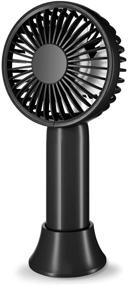 img 4 attached to 🌬️ Aluan Super Mini Handheld Fan - Small Personal Portable Fan with Detachable Base - USB Rechargeable Battery Operated Hand Held Fan with 3 Speeds - Ideal for Women, Men, Kids - Indoor, Outdoor, Makeup, Travel (Black)