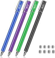 🖊️ bargains depot 5mm high-sensitivity fiber tip dual-tip universal capacitive stylus pen for tablets & cell phones - includes 8 extra replaceable fiber tips (4 pack, black/blue/purple/green) logo