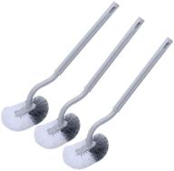 🚽 sleek 3 pack grey s-shape bathroom toilet brush set with brush head and handle logo