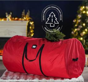 img 3 attached to 🎄 High-Quality Christmas Tree Storage Bag - Accommodates Artificial Trees up to 7.5 ft. Tall, with Strong Handles &amp; Easy Dual Zipper - Festive Xmas Bag Crafted from Tear-Resistant 600D Oxford - Backed by 5 Year Warranty (Red)