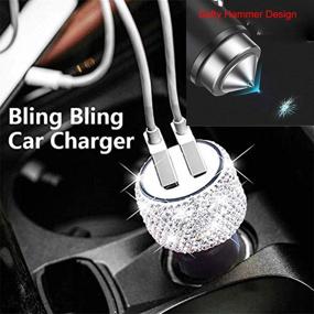 img 1 attached to Car Auto Bling Rhinestones Set - Car Phone Mount Holder, Car Charger, Charging Cable, Sticker Decor - iPhone iPad Android Accessories for Women Girls