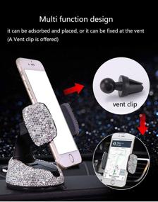 img 2 attached to Car Auto Bling Rhinestones Set - Car Phone Mount Holder, Car Charger, Charging Cable, Sticker Decor - iPhone iPad Android Accessories for Women Girls