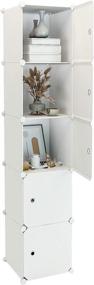 img 4 attached to 📦 Aeitc Cube Storage Organizer with Doors - 5-Cube (11.8"x11.8") Narrow Cabinet Closet Shelves for Bedroom, Living Room, Office - White Plastic Shelving for Efficient Storage