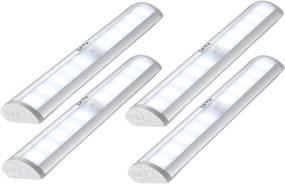 img 4 attached to 🔦 KULED 10-LED Wireless Motion Sensing Stick-on Under Cabinet Light - Battery Powered & Auto Switching on/Off Closet Light - Pure White 10 LEDs - Magnetic Strip - 4 Pack