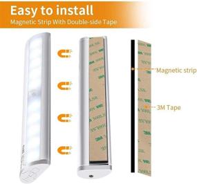 img 1 attached to 🔦 KULED 10-LED Wireless Motion Sensing Stick-on Under Cabinet Light - Battery Powered & Auto Switching on/Off Closet Light - Pure White 10 LEDs - Magnetic Strip - 4 Pack