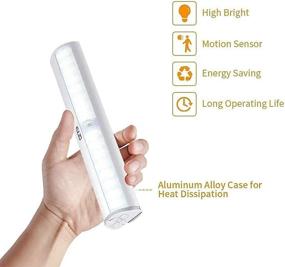 img 3 attached to 🔦 KULED 10-LED Wireless Motion Sensing Stick-on Under Cabinet Light - Battery Powered & Auto Switching on/Off Closet Light - Pure White 10 LEDs - Magnetic Strip - 4 Pack