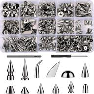 junesunshine 175 set spikes for clothing: silver cone spikes screwback studs, large studs and spikes - 12 different types! mushroom, big tree, cat claw, bullet, purse feet punk rivets for jacket shoe crafts logo