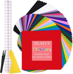 img 4 attached to ✂️ 50 Pcs 12"x12" Permanent Adhesive Vinyl Sheets with Clear Transfer Tape - 20 Assorted Colors (Matte & Glossy) - 1.5m Transfer Tape Roll - for Cutting Machines, Car Decal, Deco Sticker, Craft Cutter