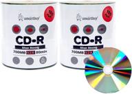 📀 premium smart buy shiny silver top cd-r 200 pack - 700mb, 52x speed, blank recordable discs - bulk 200 disc bundle logo