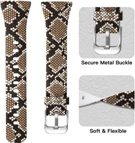 img 2 attached to 🐍 Ouwegaga Soft Silicone Printed Replacement Wristbands Bands for Fitbit Sense Band and Fitbit Versa 3, Fadeless Pattern, Brown Snakeskin, Large Size