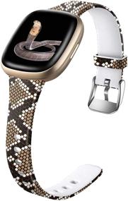 img 4 attached to 🐍 Ouwegaga Soft Silicone Printed Replacement Wristbands Bands for Fitbit Sense Band and Fitbit Versa 3, Fadeless Pattern, Brown Snakeskin, Large Size