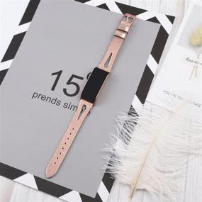 img 2 attached to 🌹 Нарядный кожаный ремешок Wearlizer Rose Gold: стильная запасная лента для Fitbit Charge 3/Charge 4, совместима с мужчинами и женщинами.