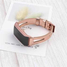 img 1 attached to 🌹 Нарядный кожаный ремешок Wearlizer Rose Gold: стильная запасная лента для Fitbit Charge 3/Charge 4, совместима с мужчинами и женщинами.