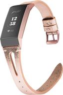 🌹 нарядный кожаный ремешок wearlizer rose gold: стильная запасная лента для fitbit charge 3/charge 4, совместима с мужчинами и женщинами. логотип