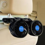 🔌 electric car fan for rear seat passenger | portable 12v car seat fan with 360 degree dual head rotation | stepless speed regulation | cooling air fan for suv, rv, van, vehicles logo