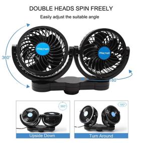 img 3 attached to 🔌 Electric Car Fan for Rear Seat Passenger | Portable 12V Car Seat Fan with 360 Degree Dual Head Rotation | Stepless Speed Regulation | Cooling Air Fan for SUV, RV, Van, Vehicles