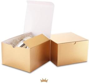 img 2 attached to 🎁 Glossy Gold Gift Boxes: PACKQUEEN 10 Boxes 6x6x4 Inches with Lids - Perfect for Gifts, Cupcakes, and More!