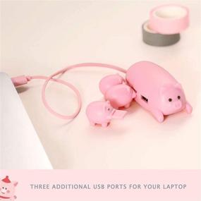 img 3 attached to Cute USB Hub, JoyReken Pink Mom Pig USB Hub with 3 Piglet Decoration Lids - Perfect Gifts for Pig Lovers and Adorable Pig Decorations for Pink Computer Accessories