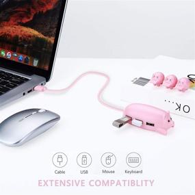 img 1 attached to Cute USB Hub, JoyReken Pink Mom Pig USB Hub with 3 Piglet Decoration Lids - Perfect Gifts for Pig Lovers and Adorable Pig Decorations for Pink Computer Accessories