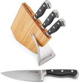 img 3 attached to 🔪 Sabatier Slim-Style Forged Japanese Stainless Steel Small Prep Knife Set: 5-Piece Collection with Bamboo Storage Block - Black