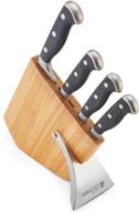 🔪 sabatier slim-style forged japanese stainless steel small prep knife set: 5-piece collection with bamboo storage block - black logo