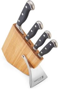 img 4 attached to 🔪 Sabatier Slim-Style Forged Japanese Stainless Steel Small Prep Knife Set: 5-Piece Collection with Bamboo Storage Block - Black