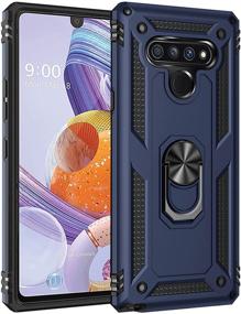 img 4 attached to Meifei LG Stylo 6 Case: Military Grade 360° Protection, Metal Rotating Ring Kickstand, Magnetic Car Mount, Blue