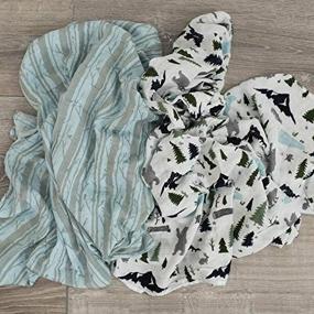 img 3 attached to 🌿 Graced Soft Luxuries Extra Soft Bamboo Muslin Swaddle Baby Blankets - 70% Bamboo 30% Cotton 2 Pack (Woodland Forest)