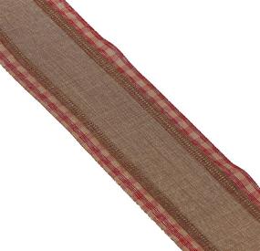 img 2 attached to Reliant Ribbon Linen Gingham Edge Value Wired Edge Ribbon: Natural/Red - 2-1/2 Inch X 50 Yards