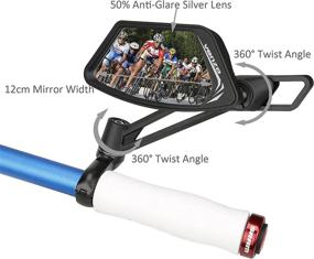 img 2 attached to 🚲 Enhance Your Cycling Safety with Venzo Bicycle Bike Handlebar Mount Mirrors - Silver or Blue Lens, Anti-Glare Glass, Left/Right or Pair Options!