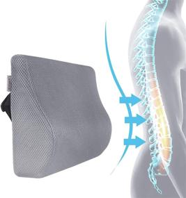 img 3 attached to 🪑 LARROUS Memory Foam Lumbar Back Support Pillow for Car Seat, Lower Back Pain Relief, Keeping Back Straight - Adjustable Strap - Office Chair, Desk Chair, Wheelchair - Gray