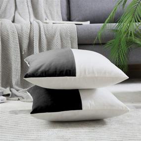 img 3 attached to 🖤 Pack of 2 GREAGLE Throw Pillow Covers Cases - Soft Square Luxury Decorative Cushion Covers for Sofa/Couch/Bed/Living Room/Chair/Home Decor - Black/White